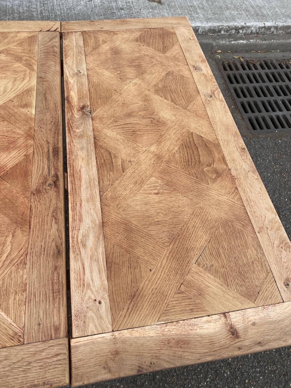 Renovated 1930s Spanish extendable dining table in oak.