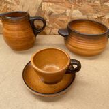 Old tea coffee service st amand meylan ceramic brown beige vintage