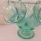 Service en verre soufflé bullé vert d'eau – Coupe sur pied, 5 tasses et louche