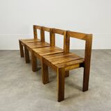 4 minimalist pine chairs Les Arcs, 1960s