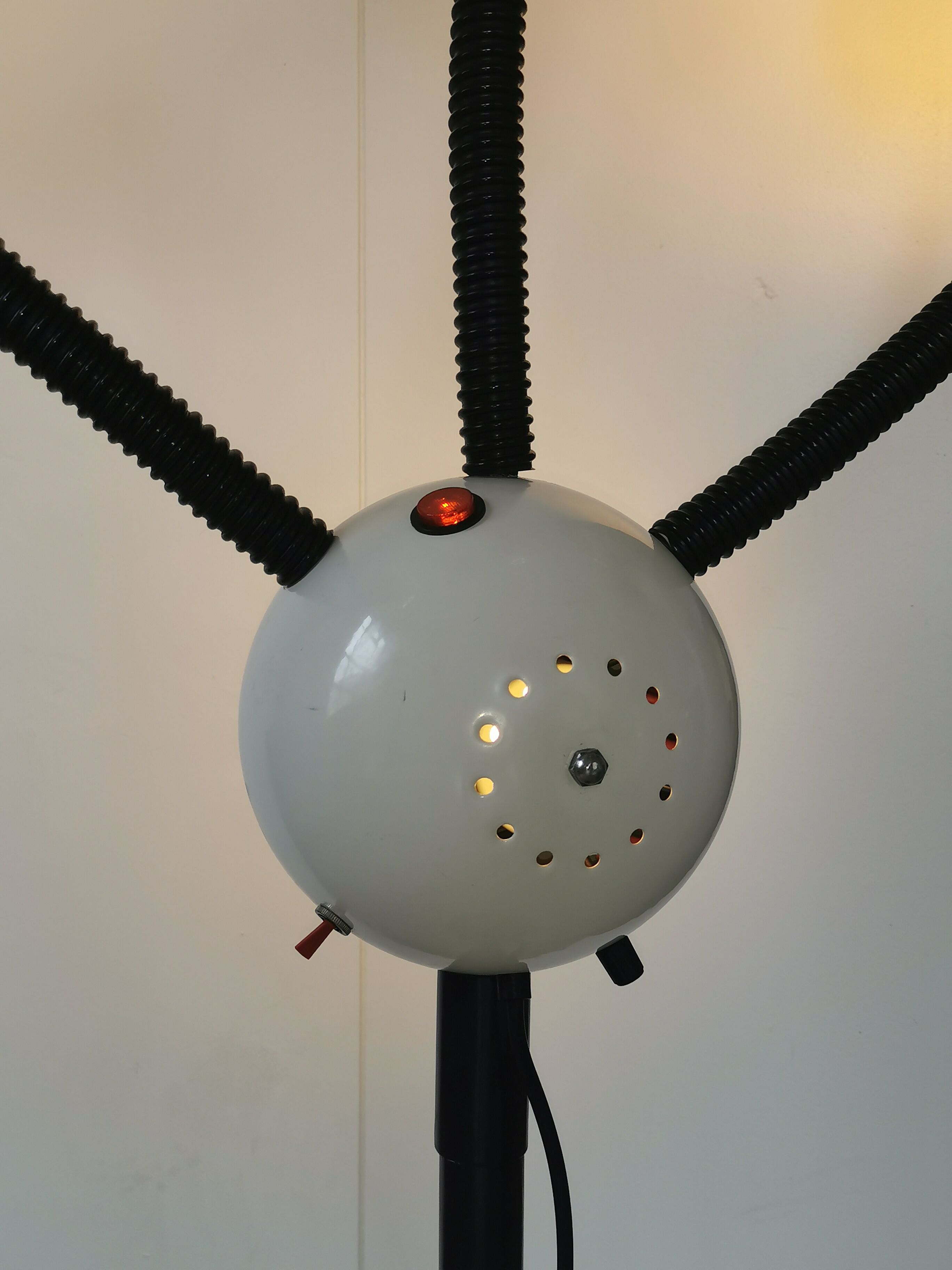 Space age lamp with 4 articulated spots, eyeball, sci-fi, 1970.
