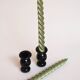 Pair of glass candle holders