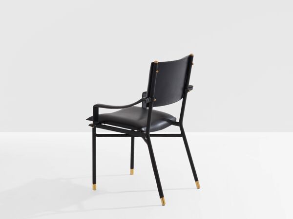 Jacques Adnet chaise de bureau cuir noir laiton 1950