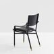 Jacques Adnet black leather brass office chair 1950