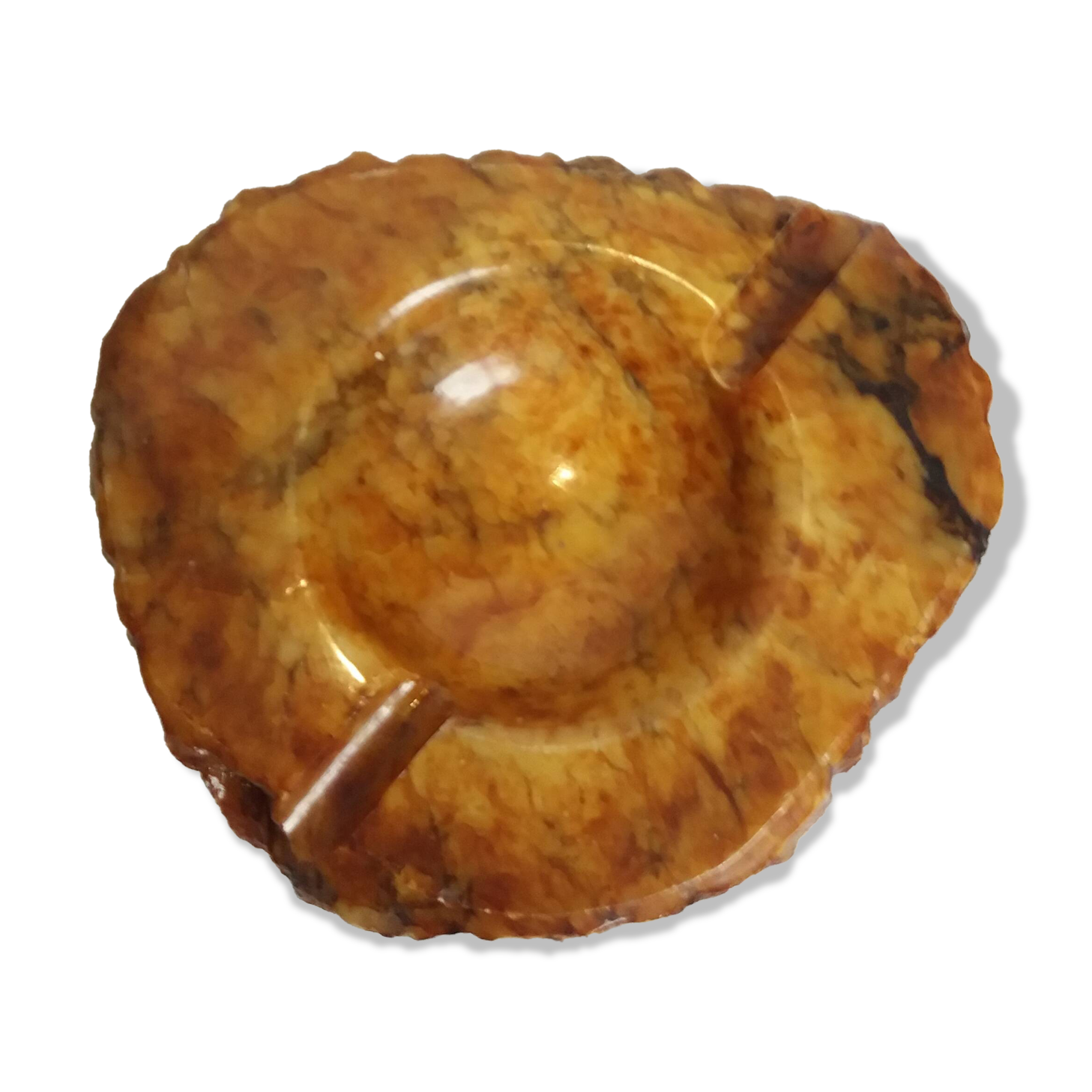 Caramel ocher alabaster ashtray Romano Bianchi Italy