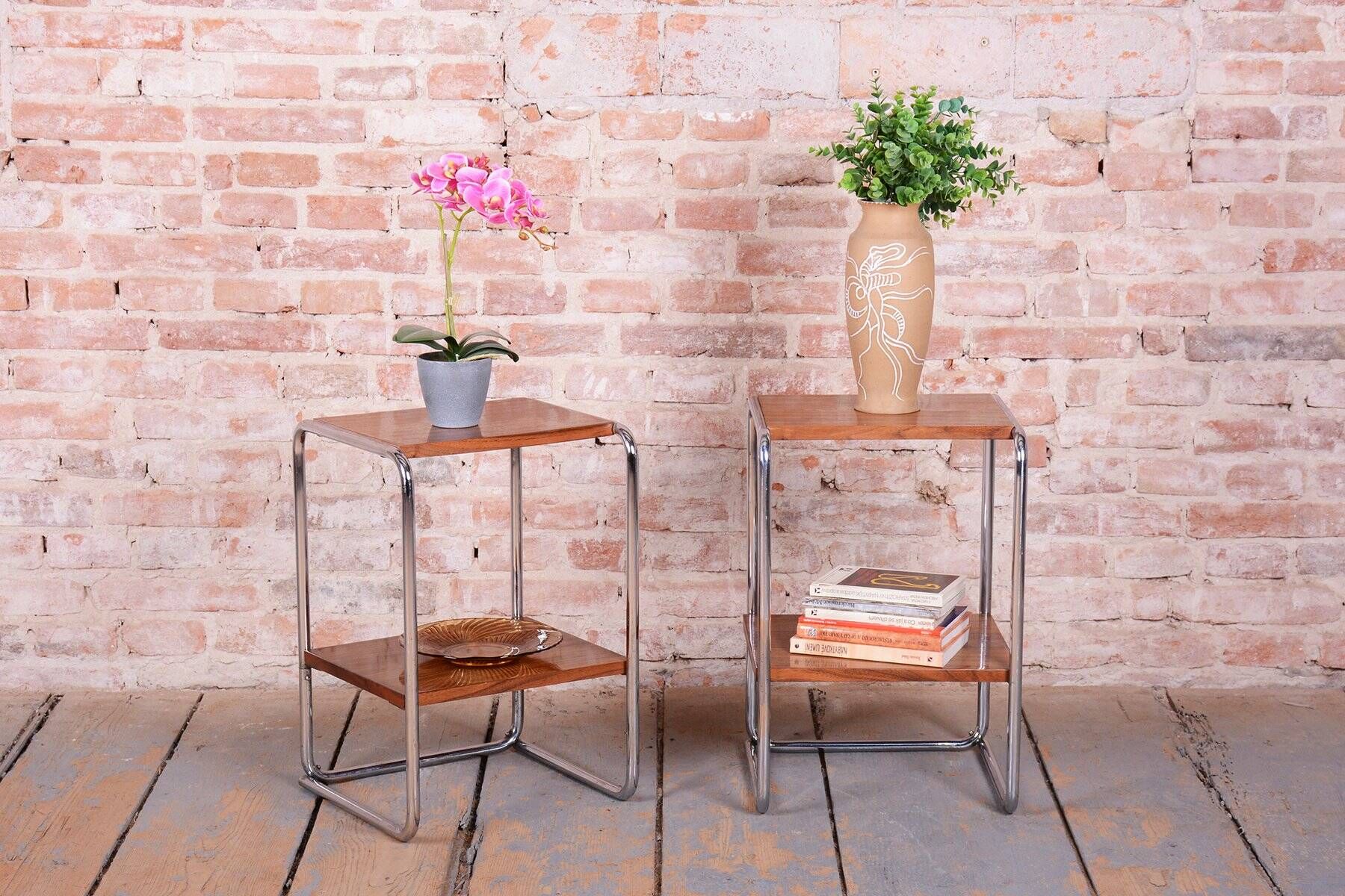 Bauhaus Bedside Tables by M. Breuer for Thonet, Germany, 1920s, Set of 2