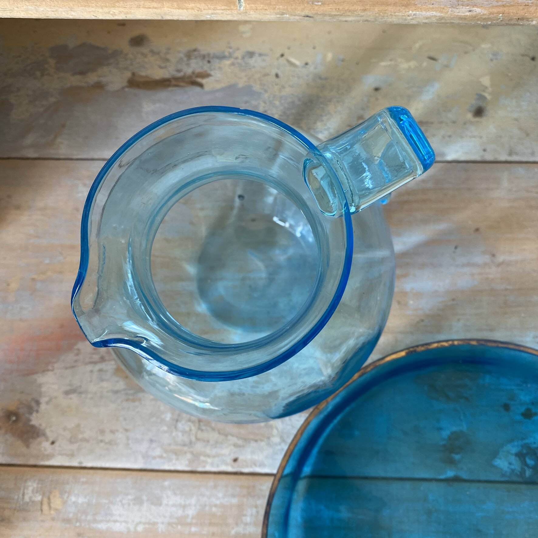 Antique glass jug and tray