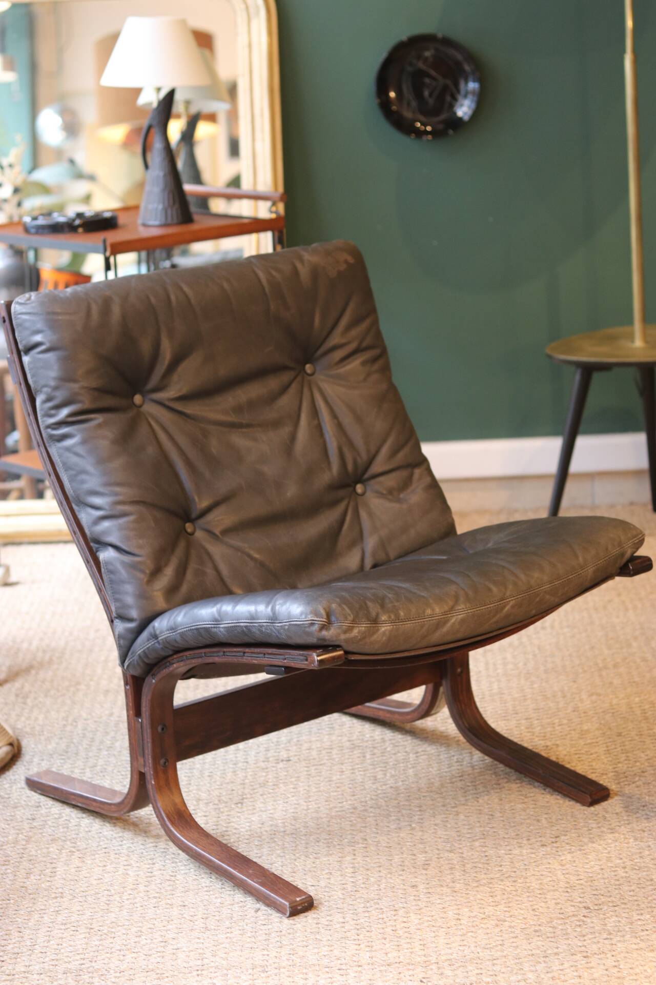 Fauteuil Siesta, Ingmar Relling, cuir anthracite