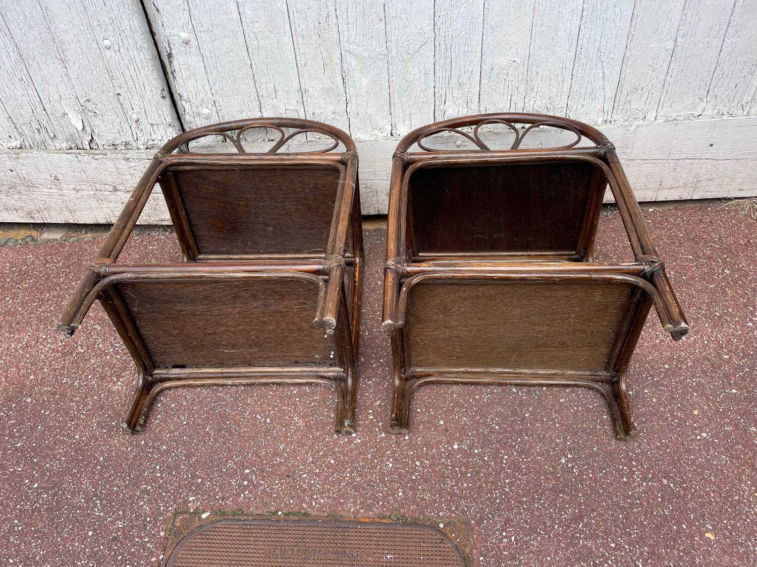 Pair of rattan wicker bedside tables