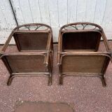 Pair of rattan wicker bedside tables