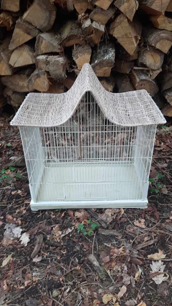 Iron and wicker bird cage
