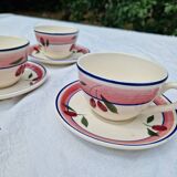 Set of 6 Antique Cups and Saucers