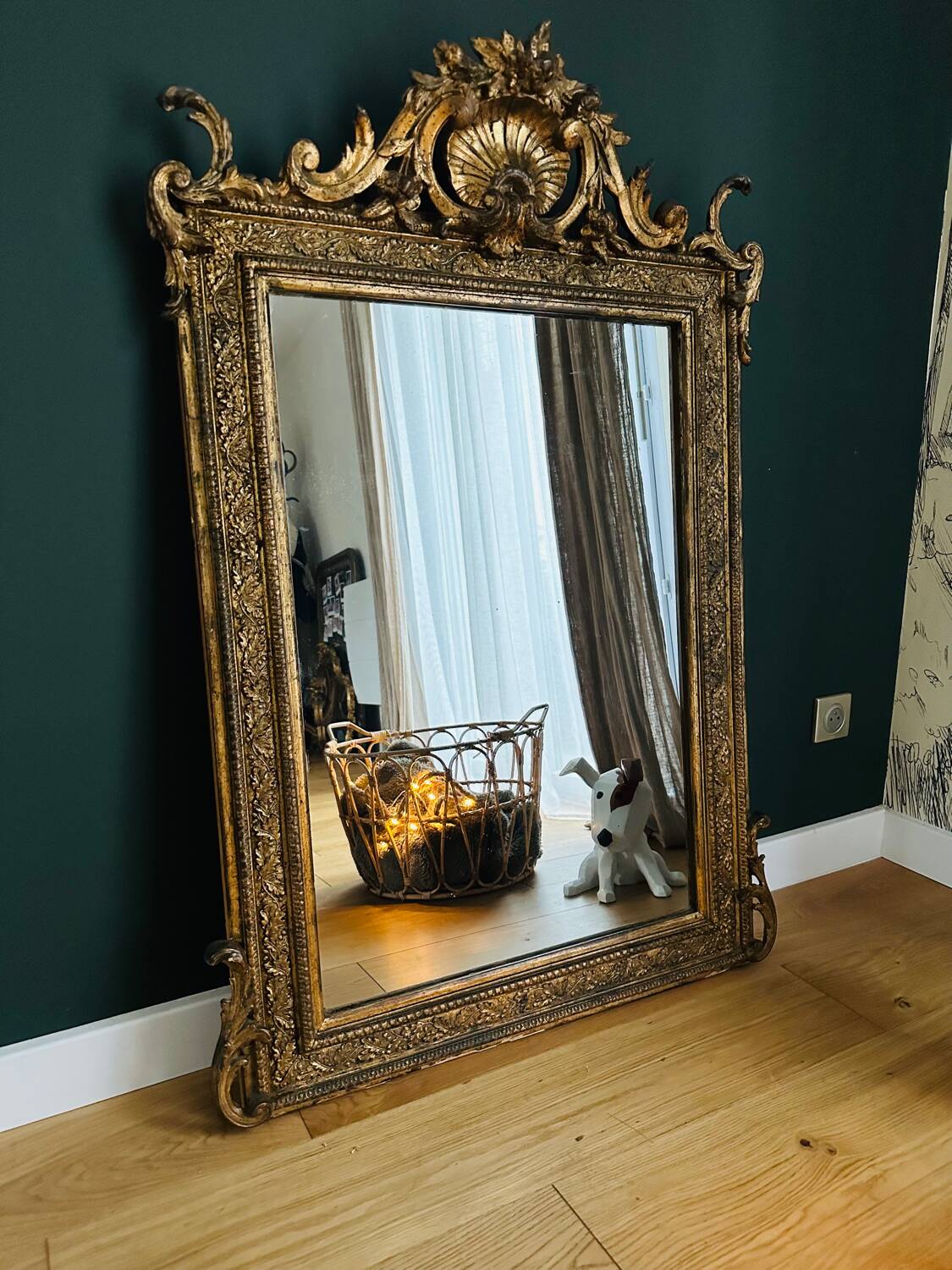 Golden wooden mirror