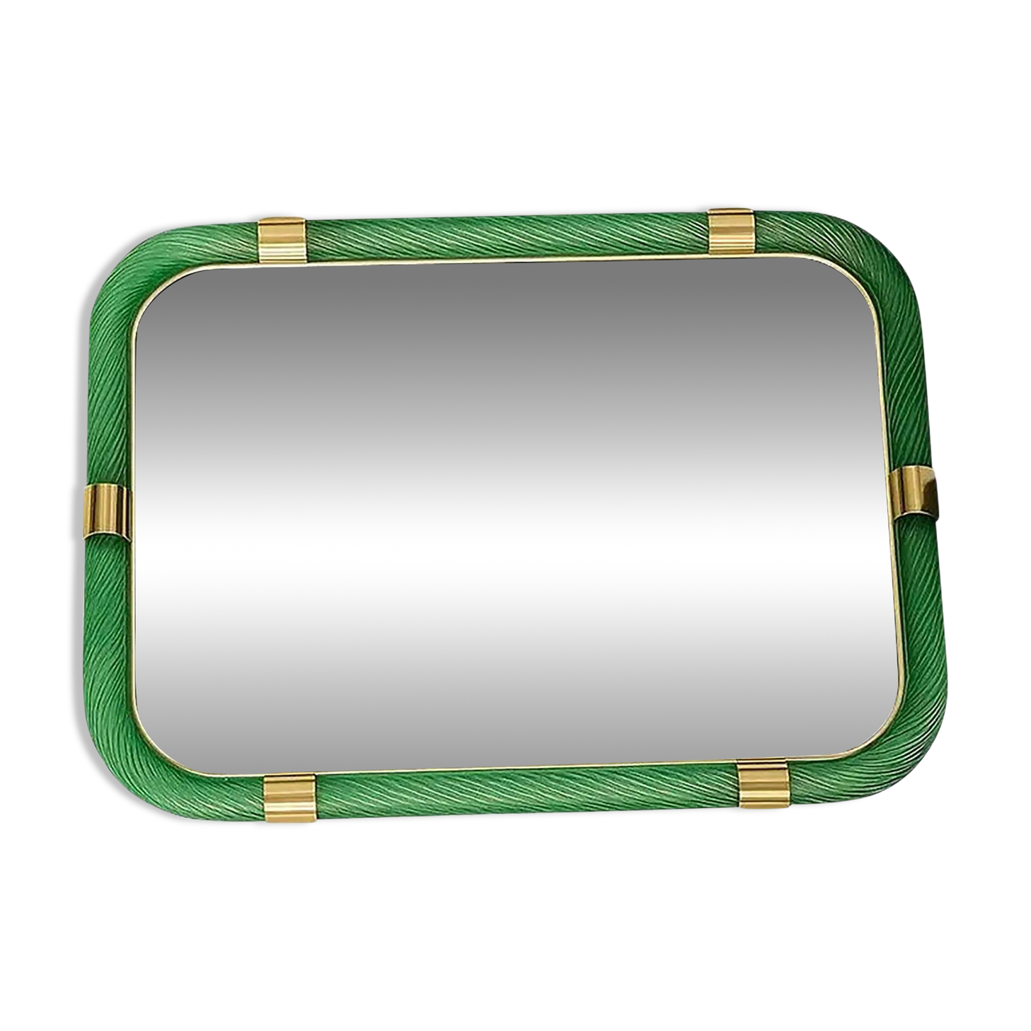 Italian Monumental Rectangular "Torciglione" Wall Mirror Murano Glass