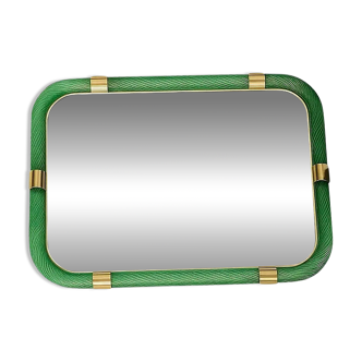 Italian Monumental Rectangular "Torciglione" Wall Mirror Murano Glass