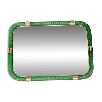 Italian Monumental Rectangular "Torciglione" Wall Mirror Murano Glass