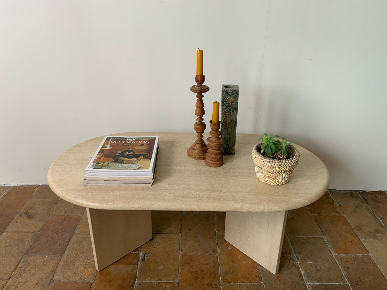 Travertine coffee table
