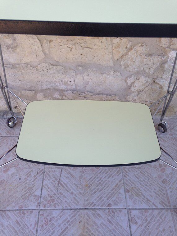 Side table / formica vintage yellow and black TV stand