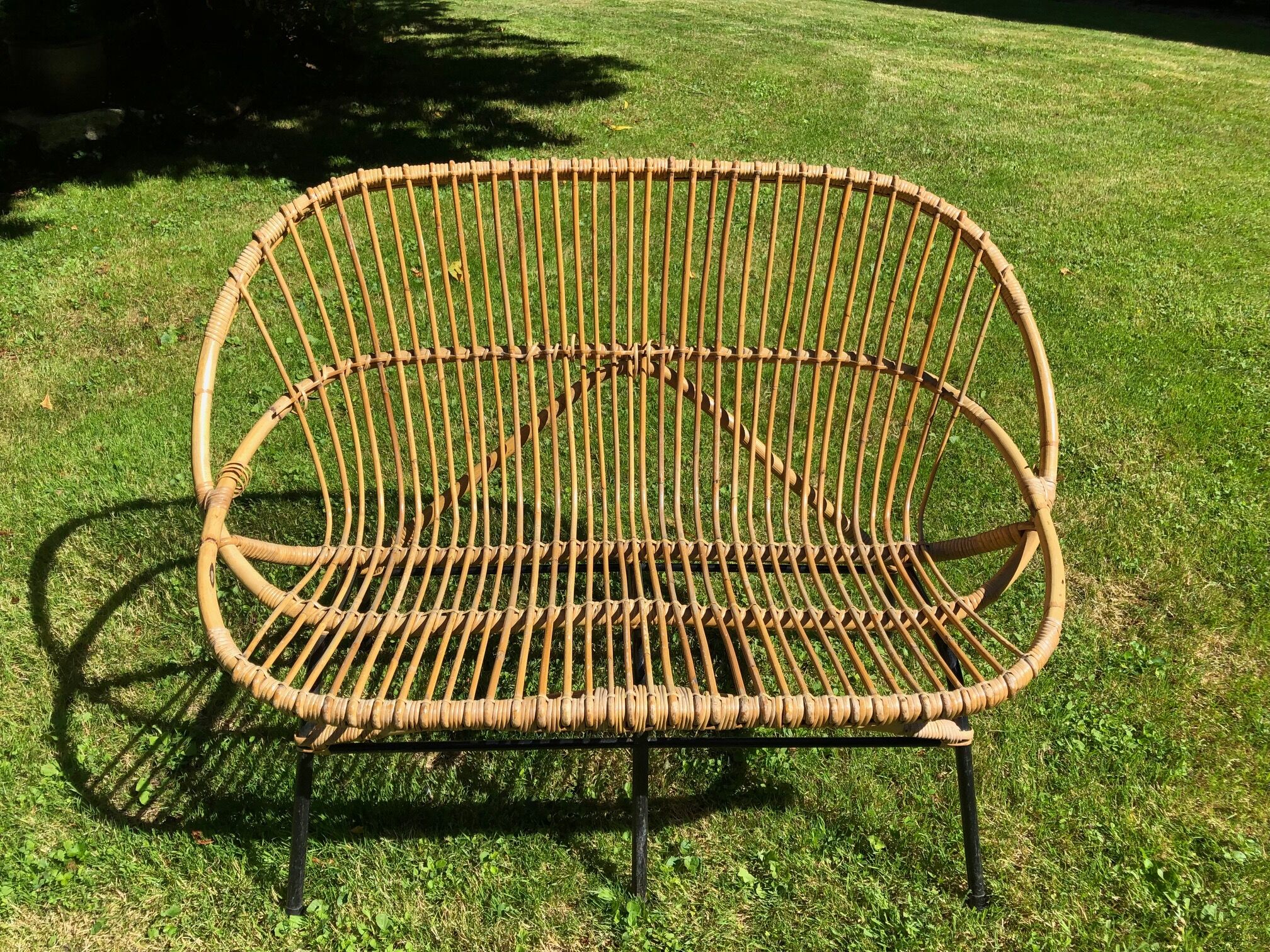 Rattan bench 50s