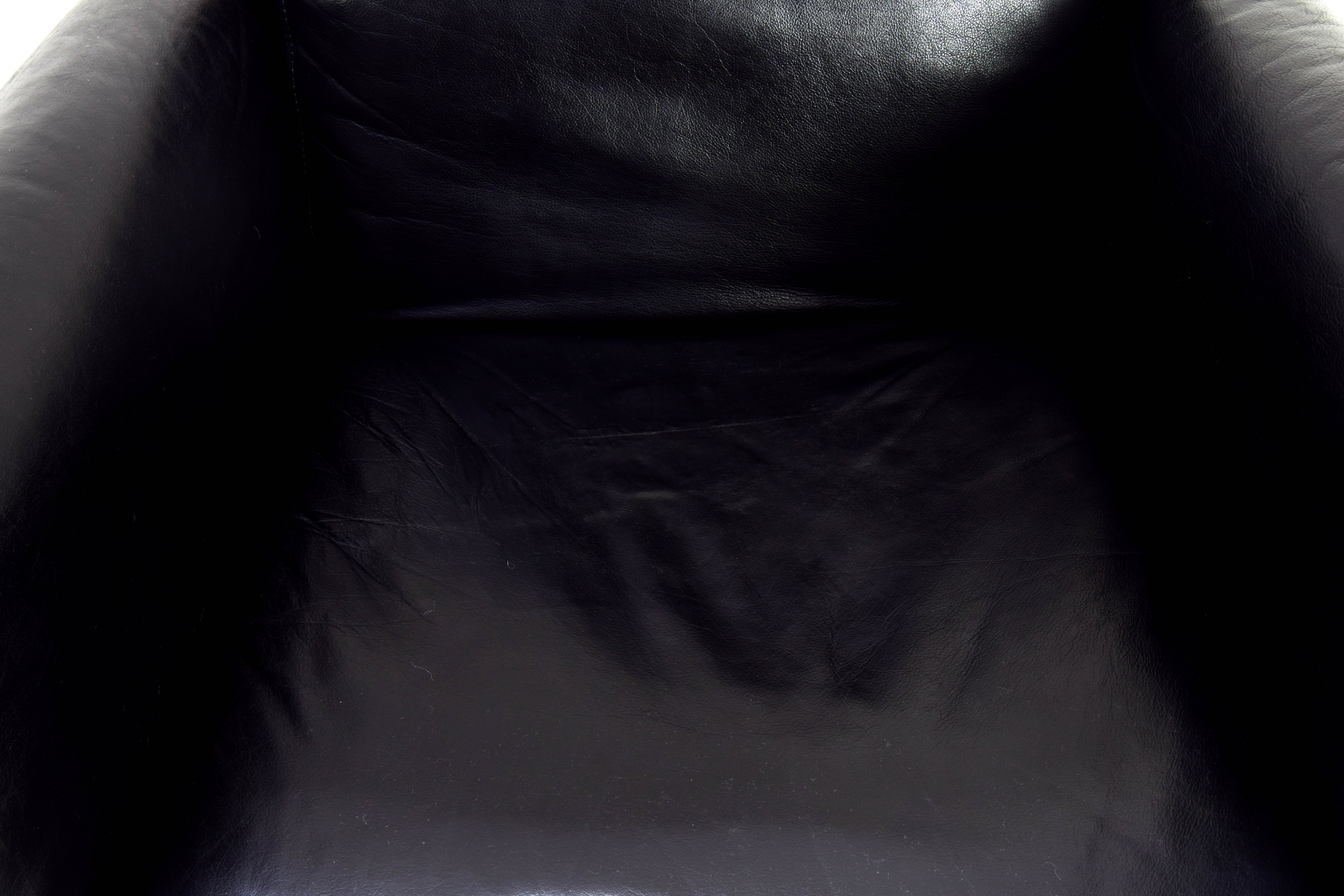Black Leather Simone Armchair by Ufficio Progetti Gavina for Simon International