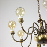 Viennese minimal brass 8-arm chandelier