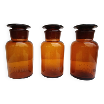 Lot de 3 flacons de pharmacie vintage couleur marron