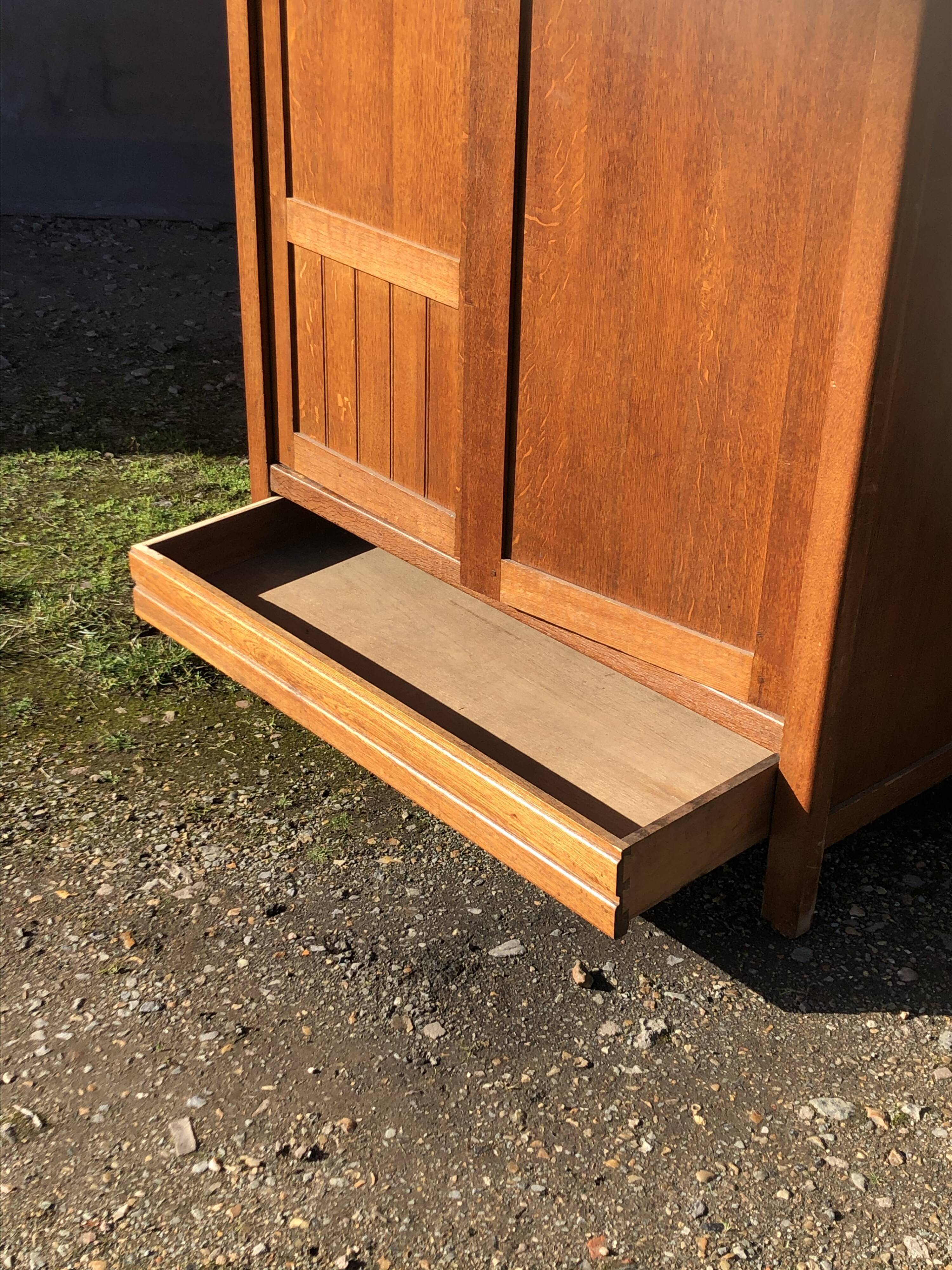 Modernist wardrobe in solid oak 1950
