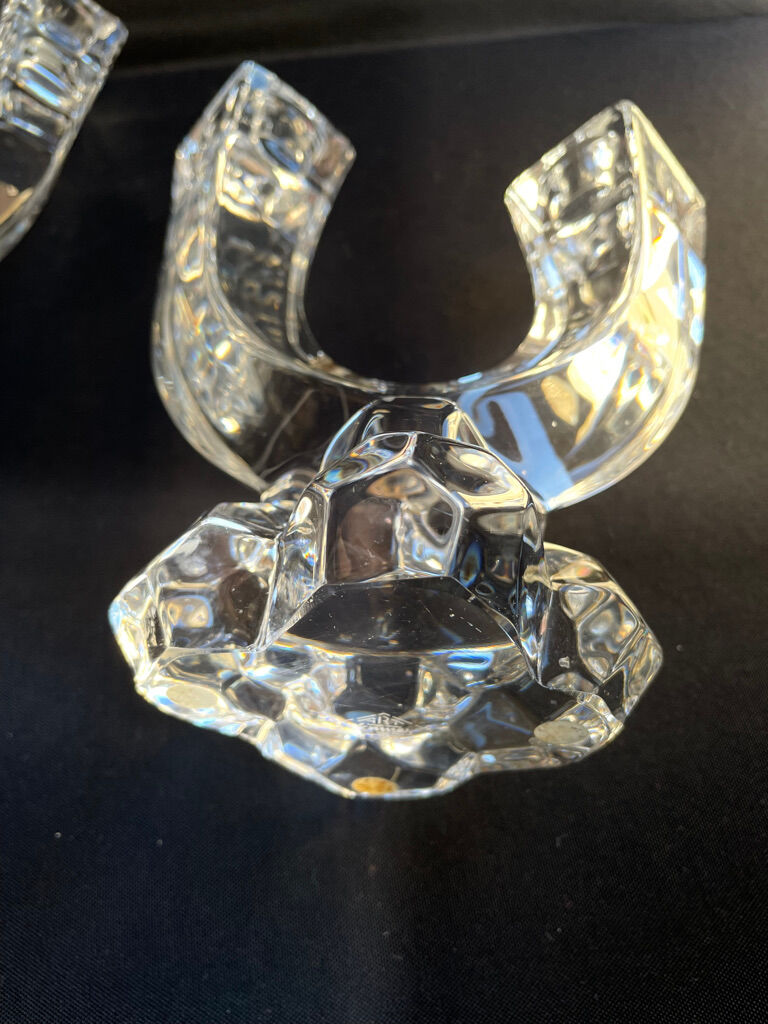 Cristallerie de Vannes le Châtel - Pair of torch candle holders - Cristal signé