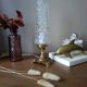 Upcycled retro chic table lamp | diamond tip & bronze