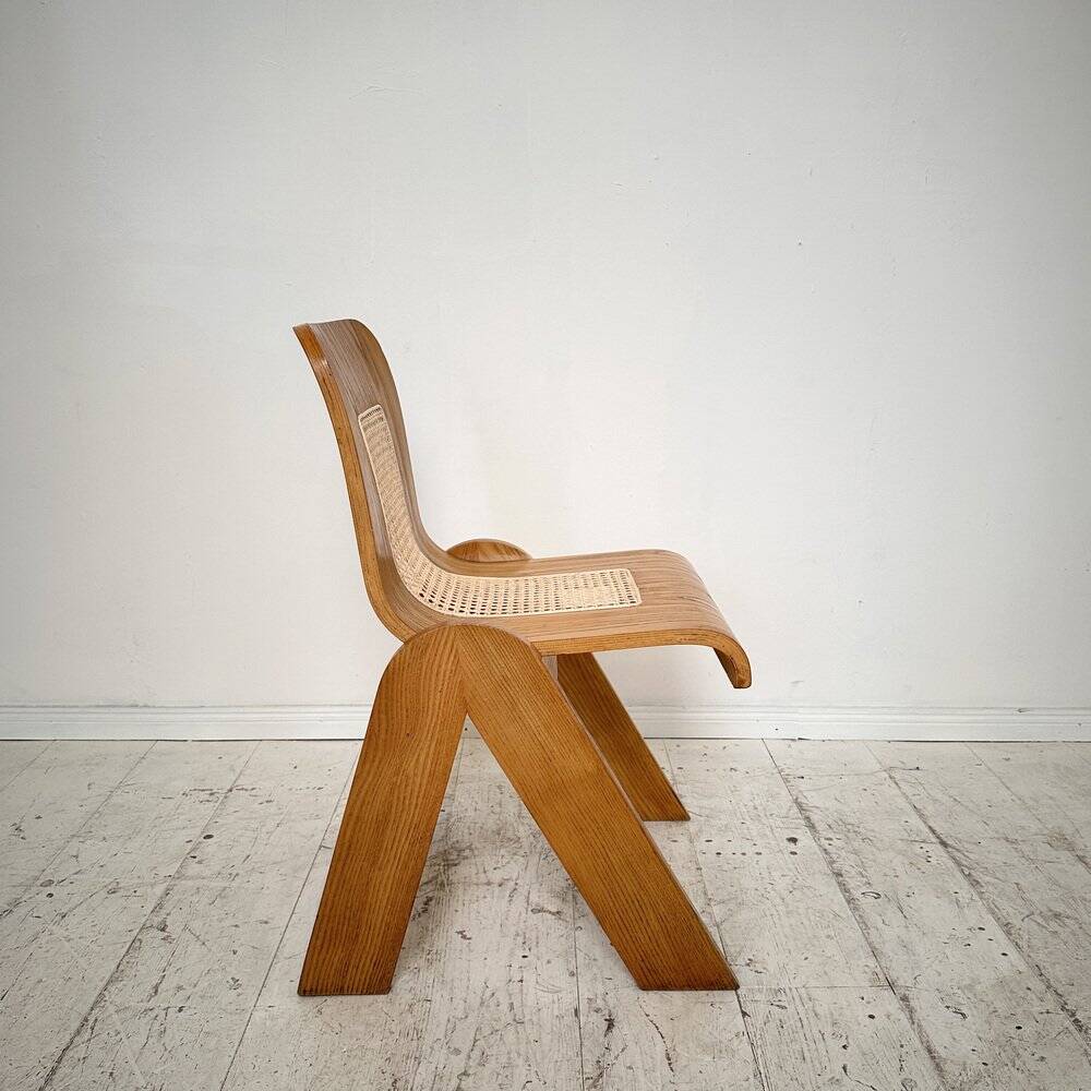 Mid-Century Italian Dining Chair in Ash and Cane by Gigi Sabadin for Stilwood, 1972
