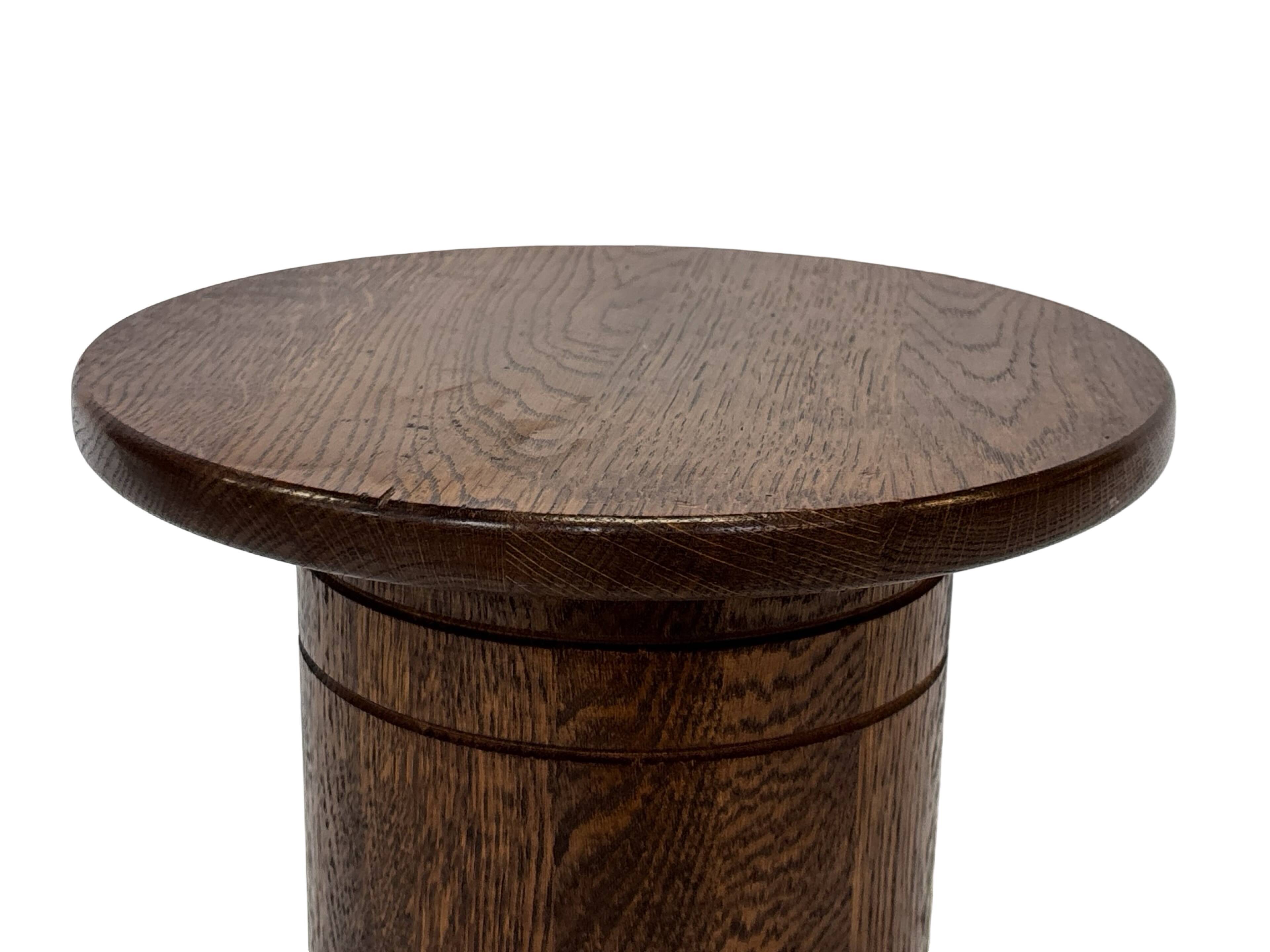 Vintage oak plant table low stool 70s design