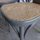 Set of 8 Vintage Gray Bentwood Dining Chair: Thonet Style Cane Seat