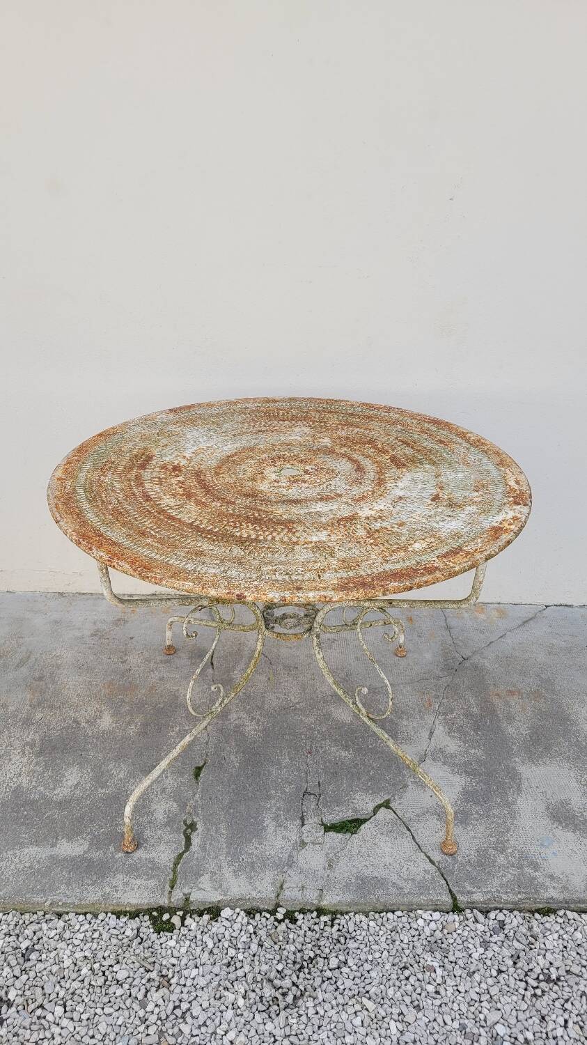 Round Wrought Iron Garden Table 1900s