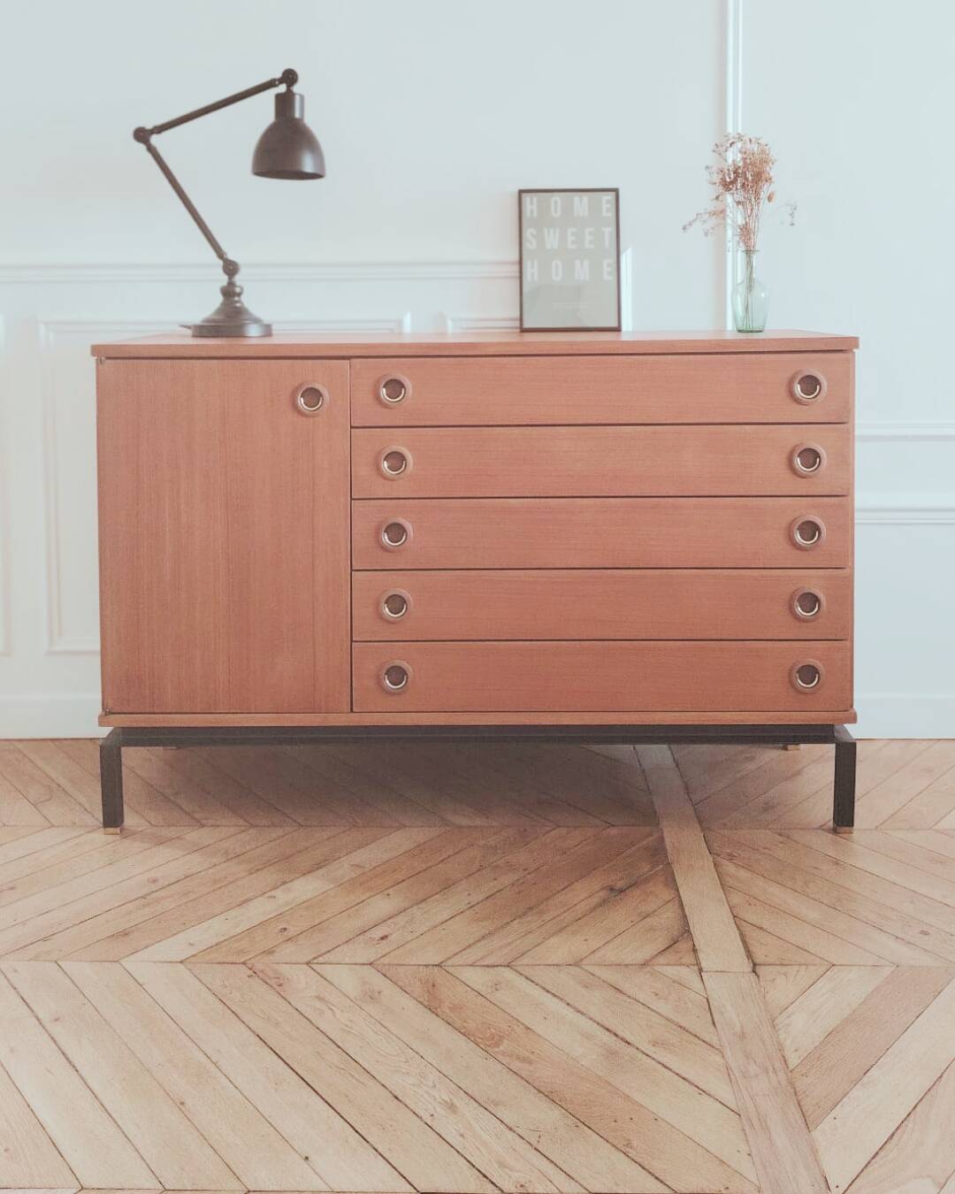 Enfilade/ Commode vintage rénové style anglais, années 70