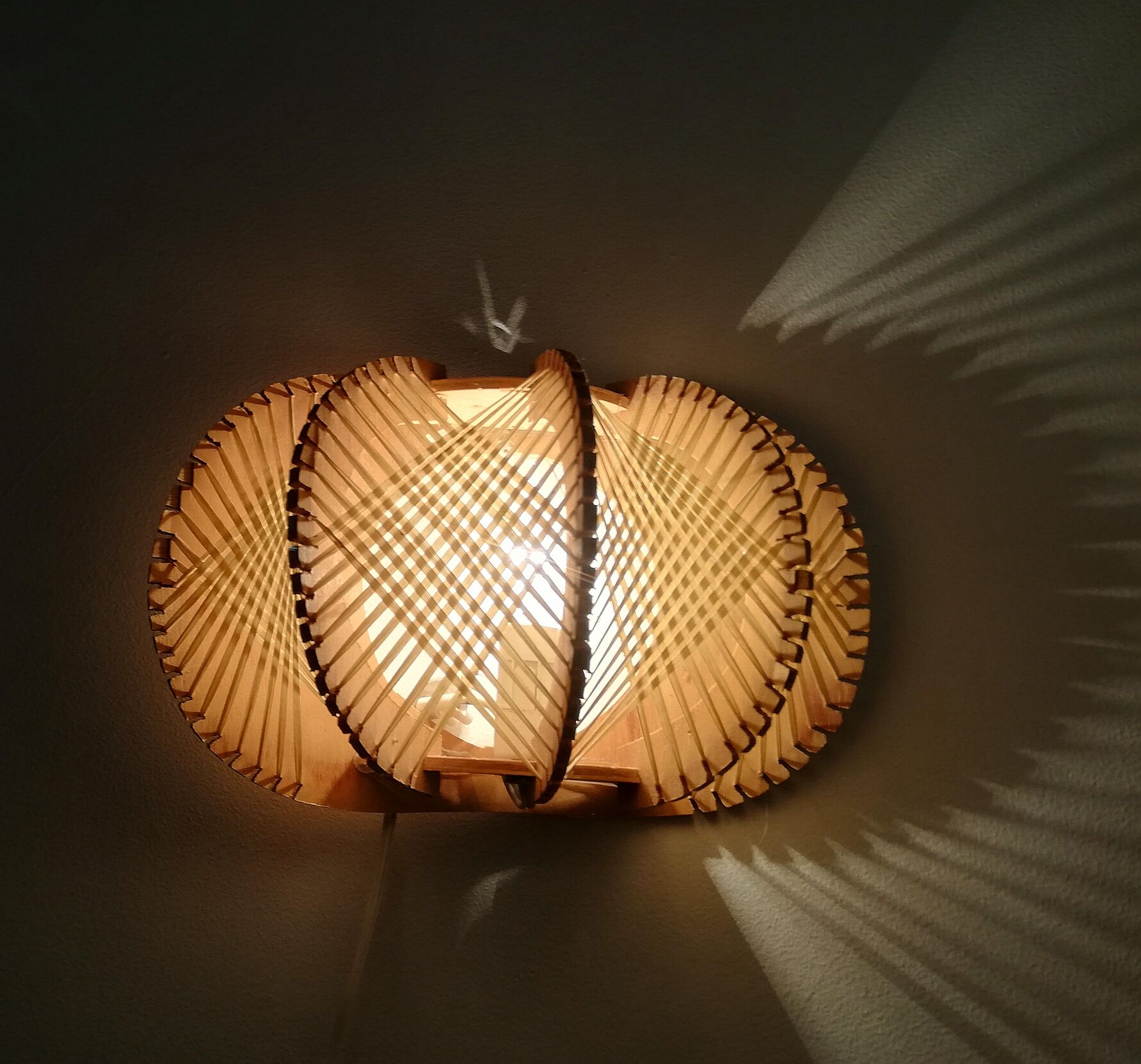 1960s wooden wall light sconce