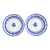 Pair of English earthenware plates, leaf pattern.