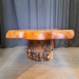 Coffee table signed in elm burl