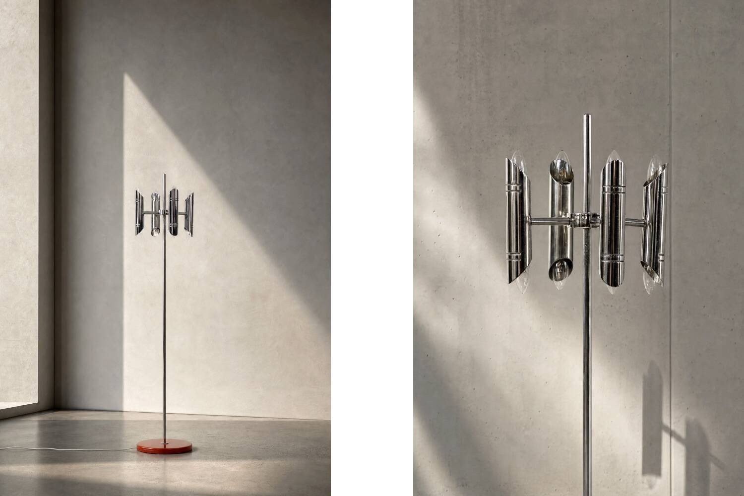 Vintage Mid-Century Italian Modern Space Age Chrome Floor Lamp, 1960s