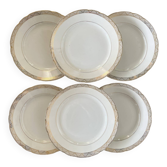 Assiettes plates à décor doré