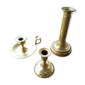 Lot of 3 brass candlesticks