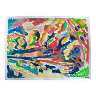 Pierre Lacroux (1909-1993) Gouache on paper 24 x 32 cm - from 1989 - (315)