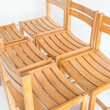 Suite of six solid beech chairs designed by André Sornay - France, 1960