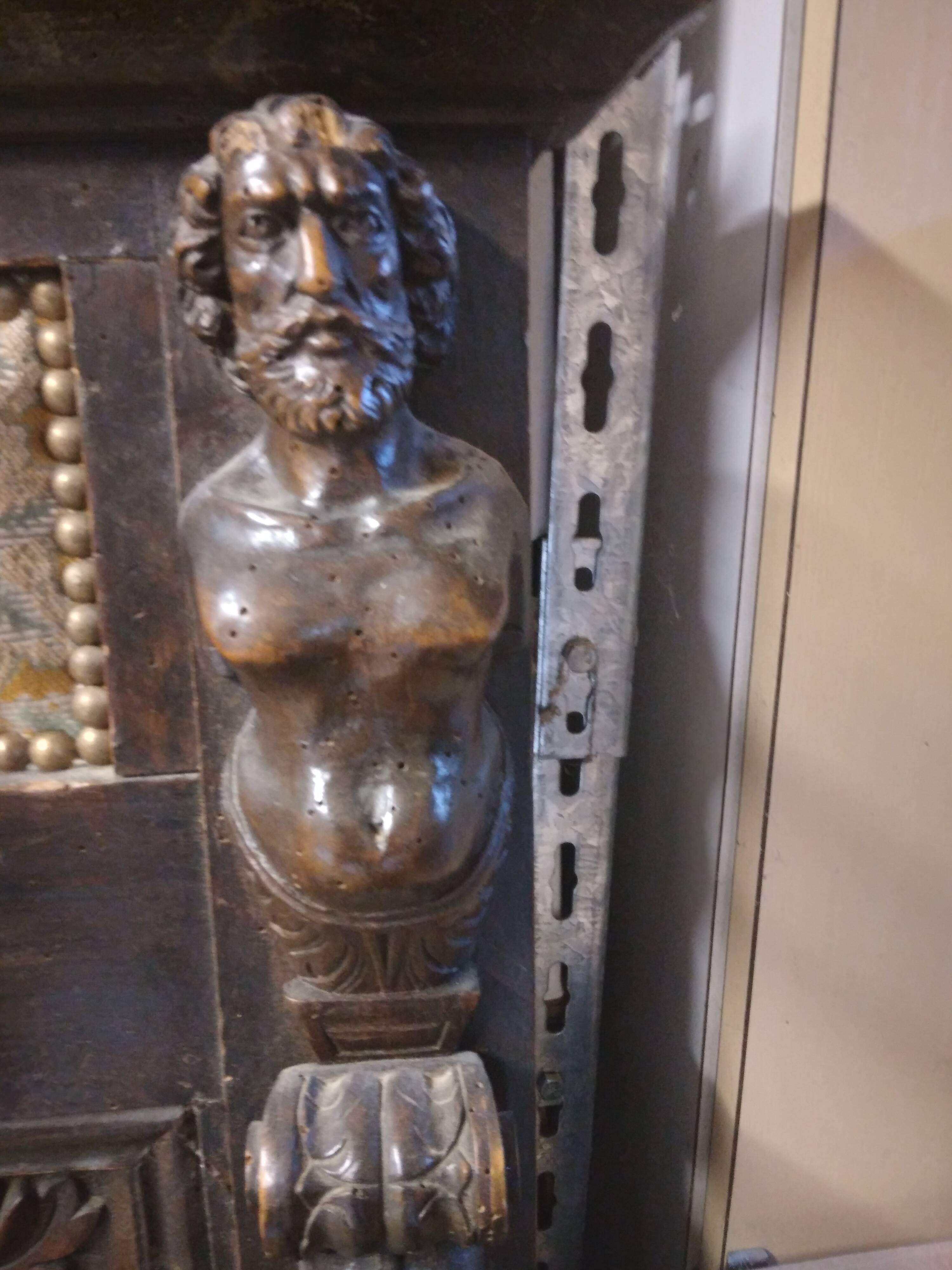 19th century carved wooden chest bench