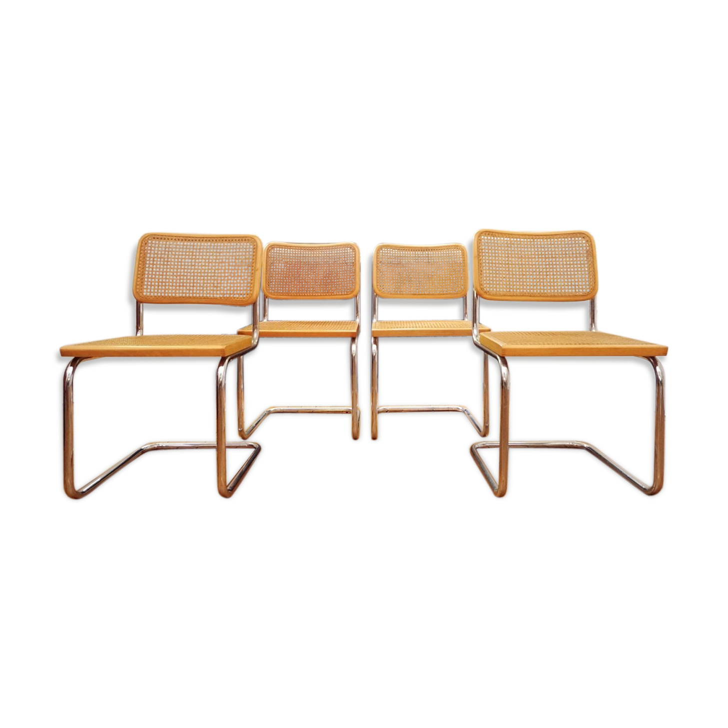 Lot of 4 Cesca B32 chairs by Marcel Breuer
