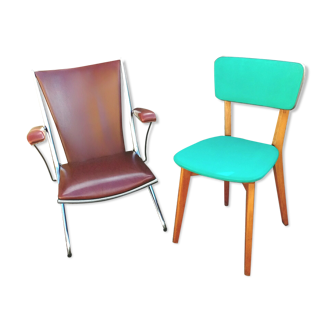 Lot de deux chaises. Vintage