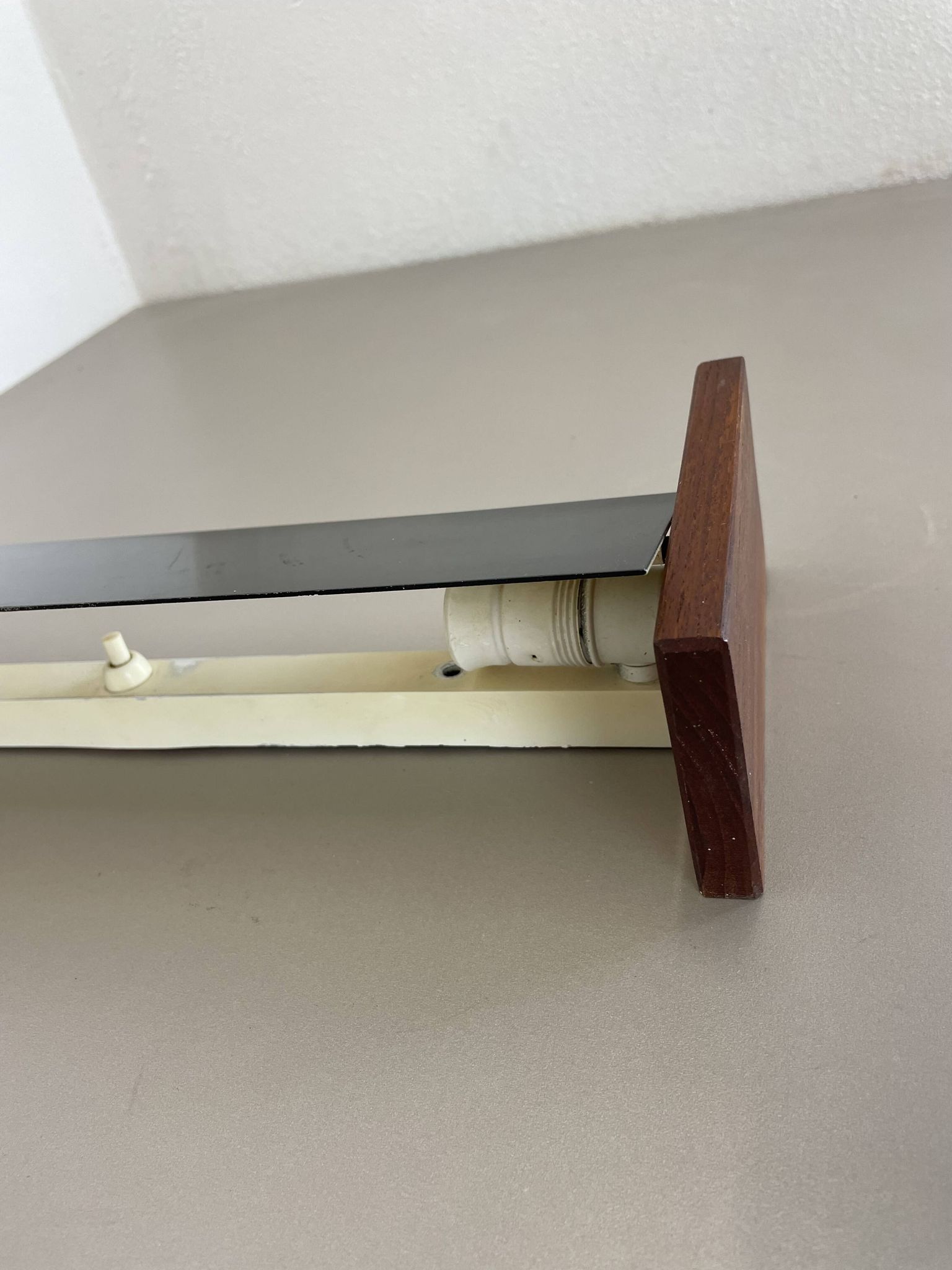 cubic Large 38cm Teak and Metal adjustable wall light element, Germany 1950s