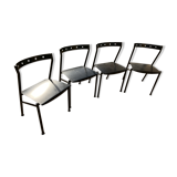 Series of 4 black iron chairs
