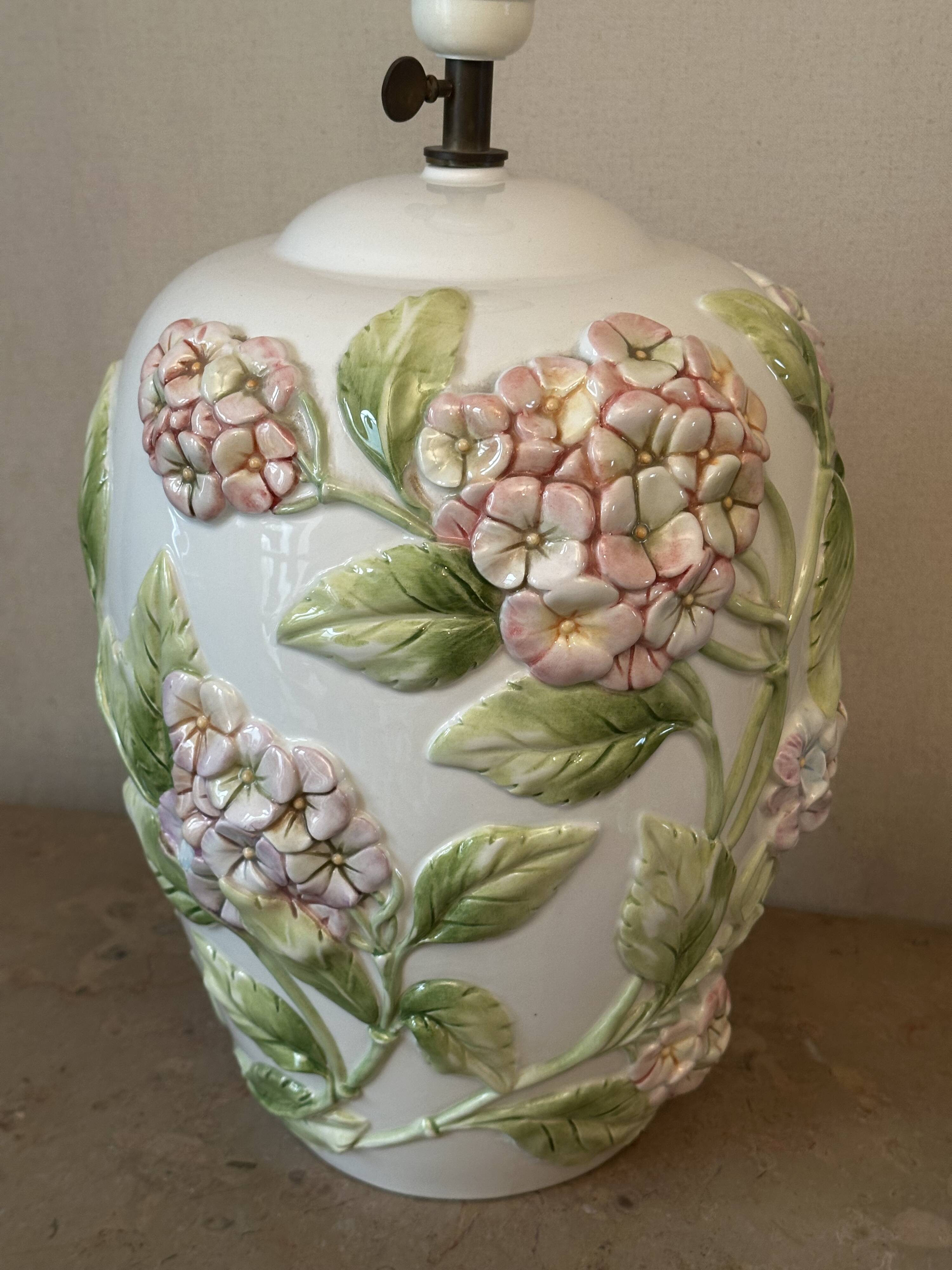 Chaumette Model Hortensias Lamp Base - Barbotine H 40 cm