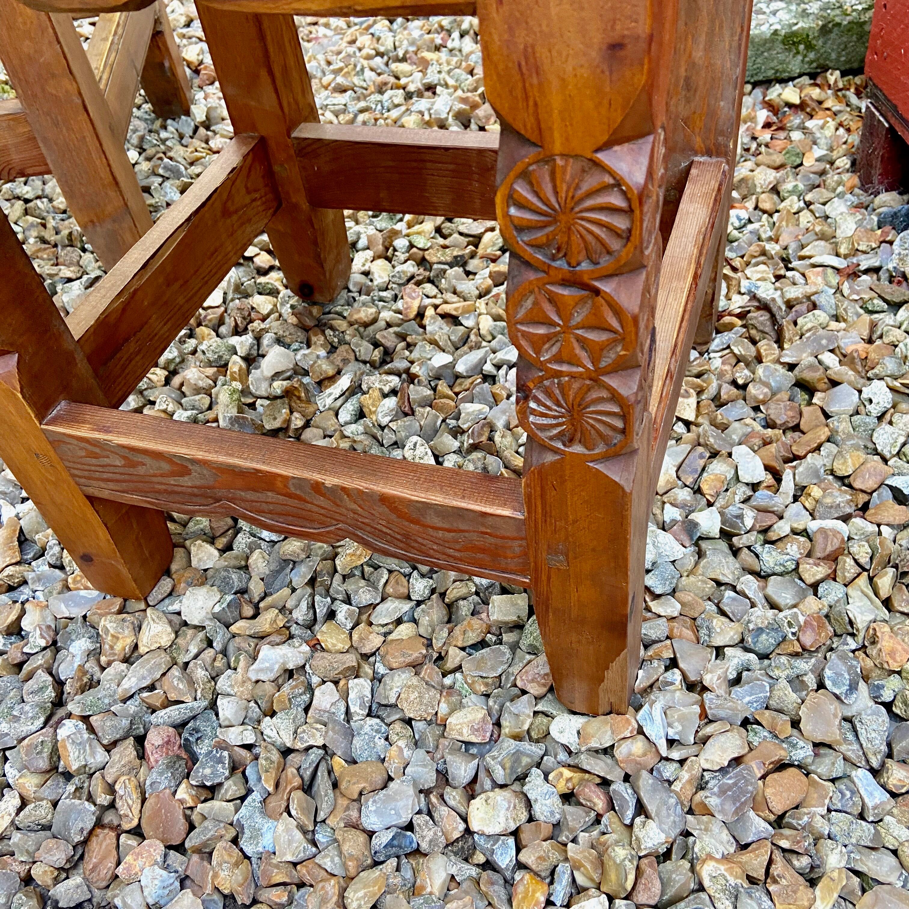 Set of 2 carved wooden chairs