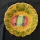 6 dessert plates in Sarreguemines barbotine. Fruit decoration.